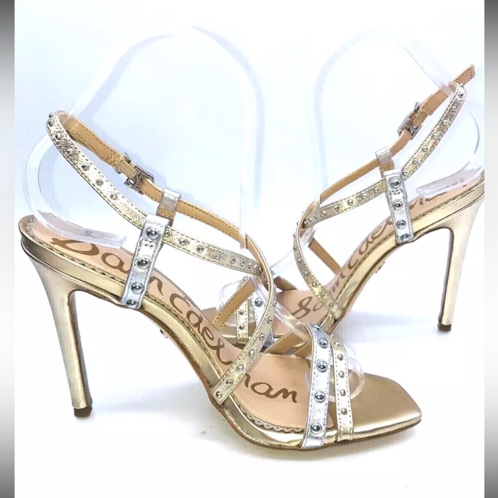 Sam Edelman
Women's Lennox Studded Metallic Leather High-Heel Sandals Size 7.5